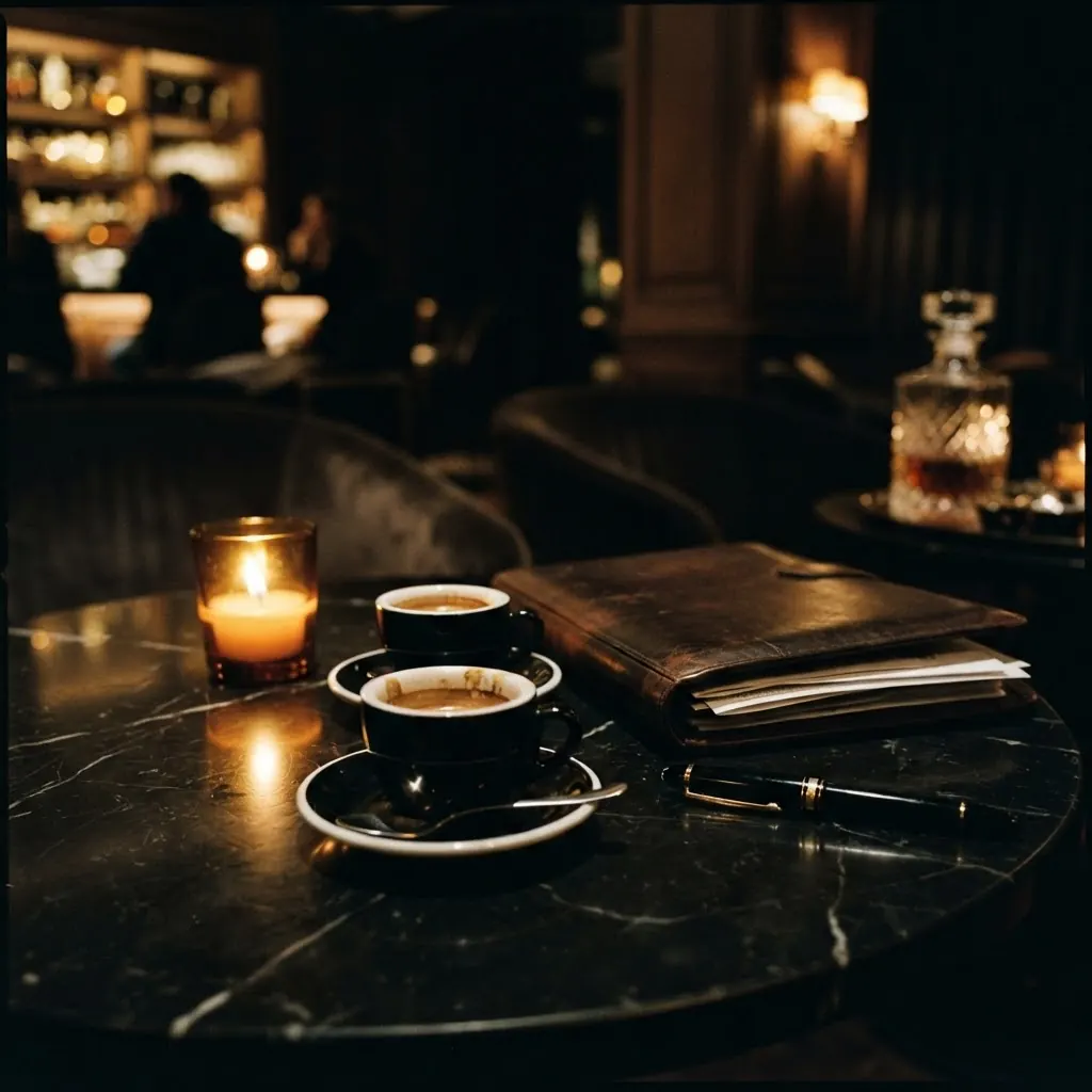 Two people reviewing a partnership agreement at a dark table